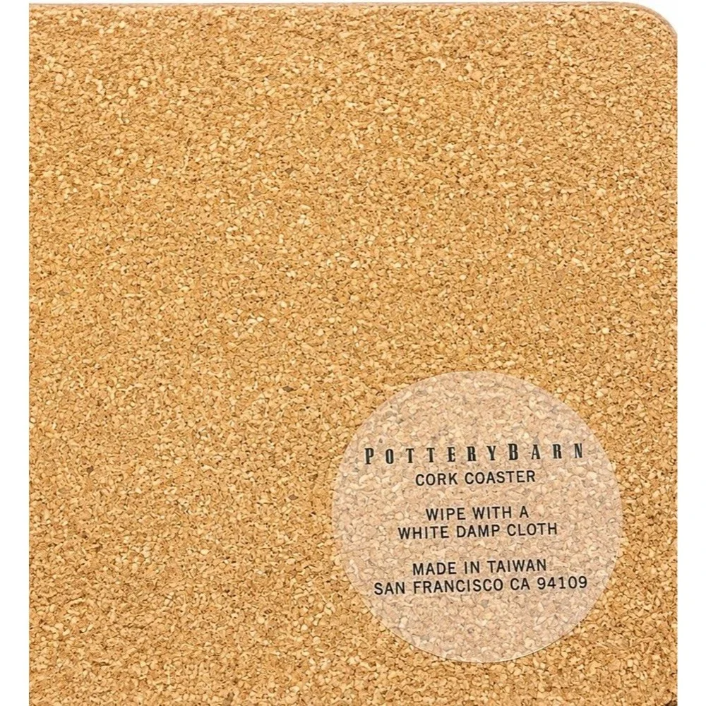 Pottery Barn Jordan Cork Coasters Set of 4 Tan Red Brown Fall Table Decor New